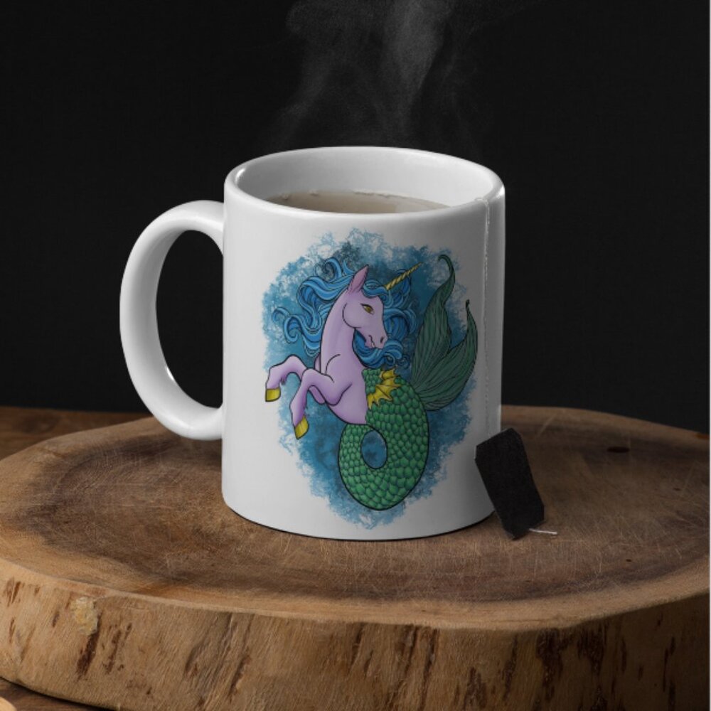 Handmade Mermicorn 12 oz White Coffee Tea Mug